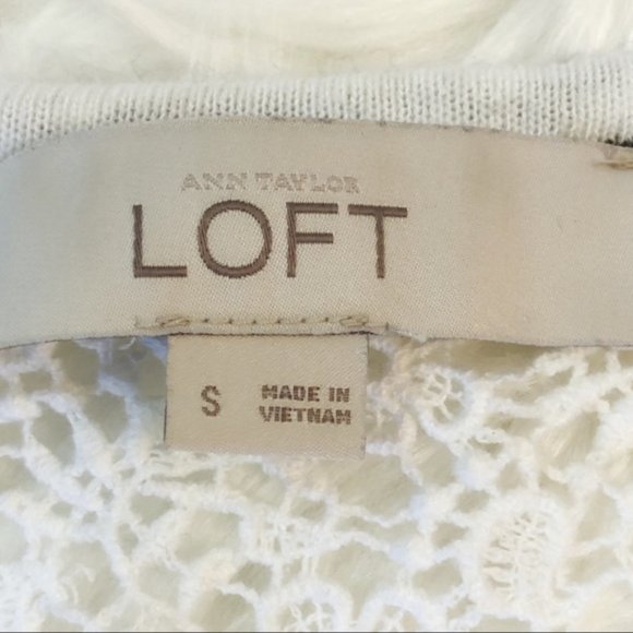 LOFT Crochet Lace Back | Short Sleeve Women's Top Striped Blouse - Picture 5 of 9